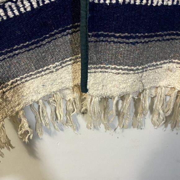 Mexican Baja Serape Fringe Blanket Vest Upcycled Boyscout Patches Virginia M - Picture 4 of 10